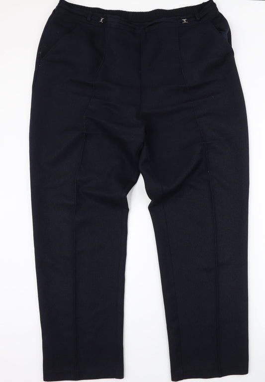 Womens UK Size 18 Marks and Spencer Regular Fit Blue Trousers