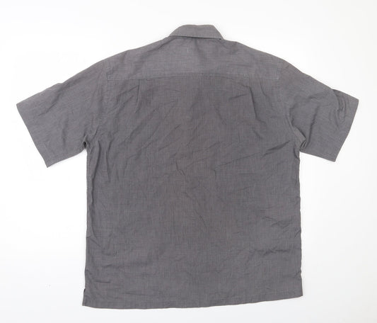 F&F Mens Grey Polyester Button-Up Size M Collared Button