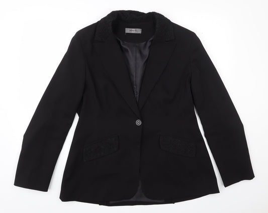 Womens UK Size 14 AMARANTO Regular Black Suit Jacket