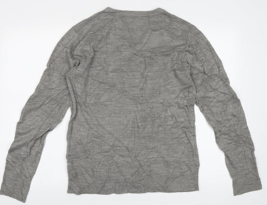 Cedar Wood State Mens Grey V-Neck Acrylic Pullover Jumper Size M