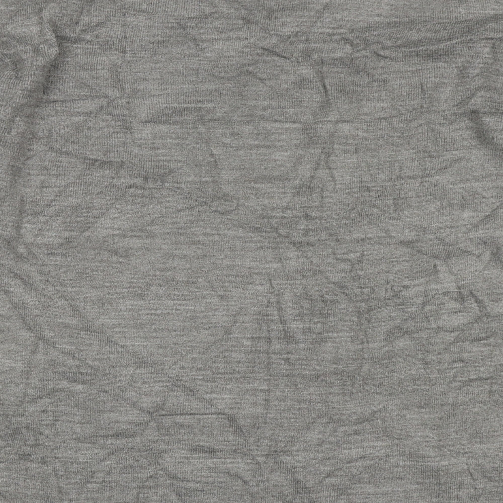 Brand and care label for Cedarwood State men’s grey v-neck acrylic jumper, size M