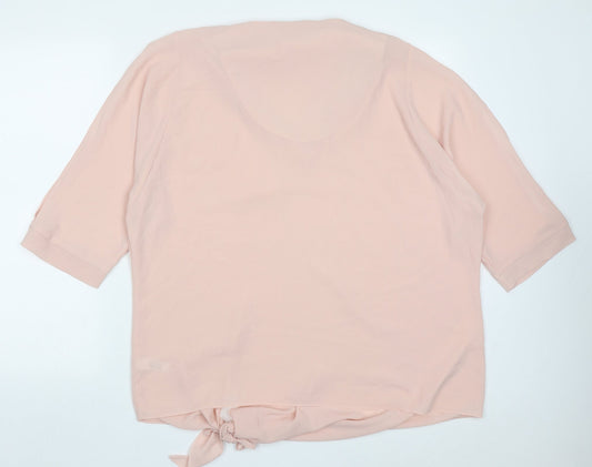 George Womens Pink Polyester Basic Blouse Size 14 V-Neck - cold Shoulder