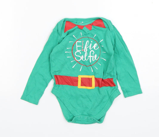 F&F Baby Green Cotton Leotard One-Piece Size 12-18 Months Snap