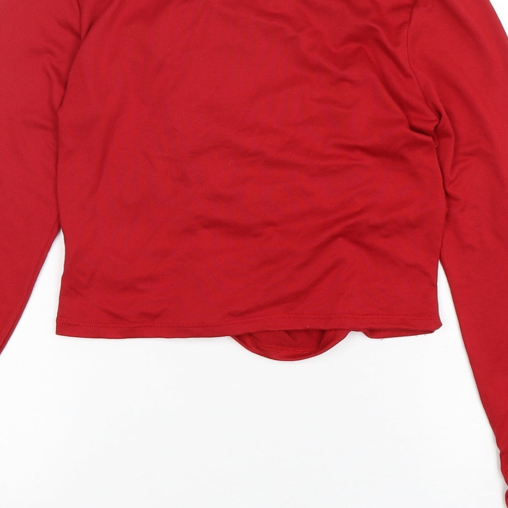 Heart & Hips Womens Red Polyester Cropped T-Shirt Size M Round Neck