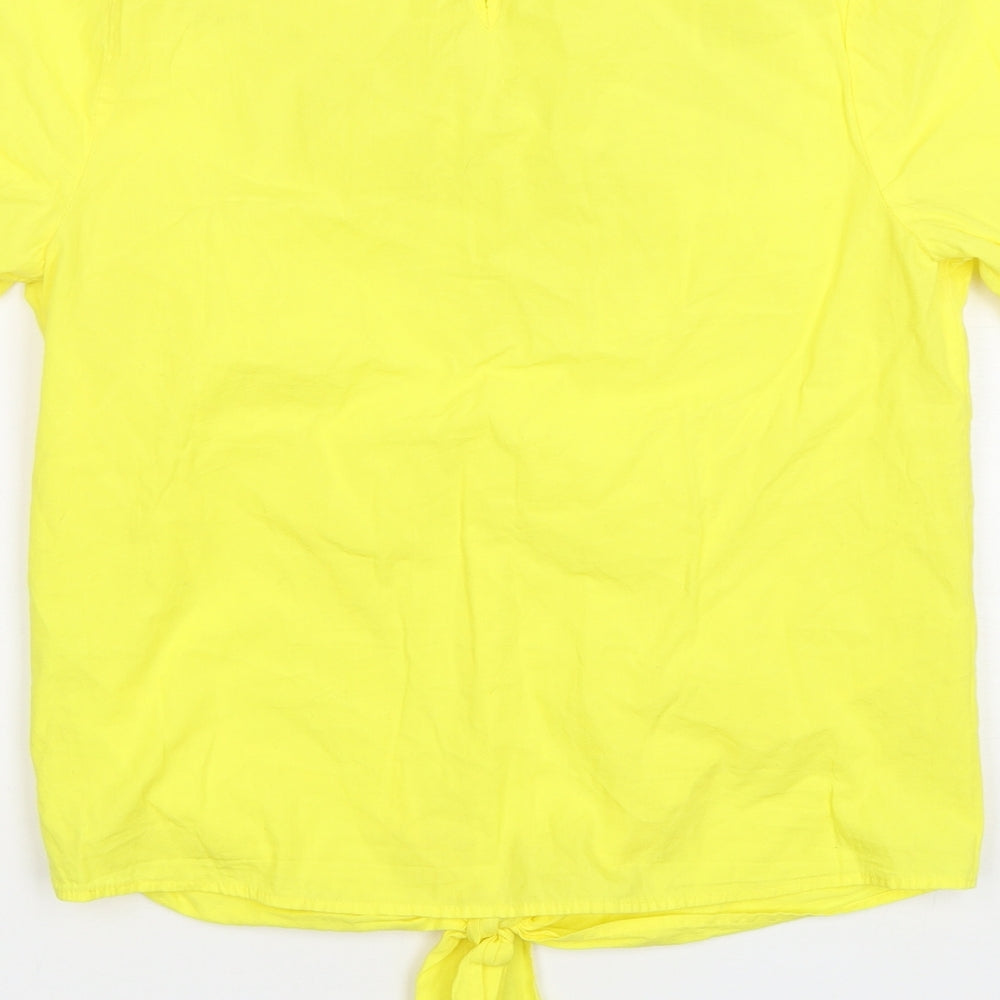 TU Womens Yellow Cotton Basic T-Shirt Size 10 Round Neck