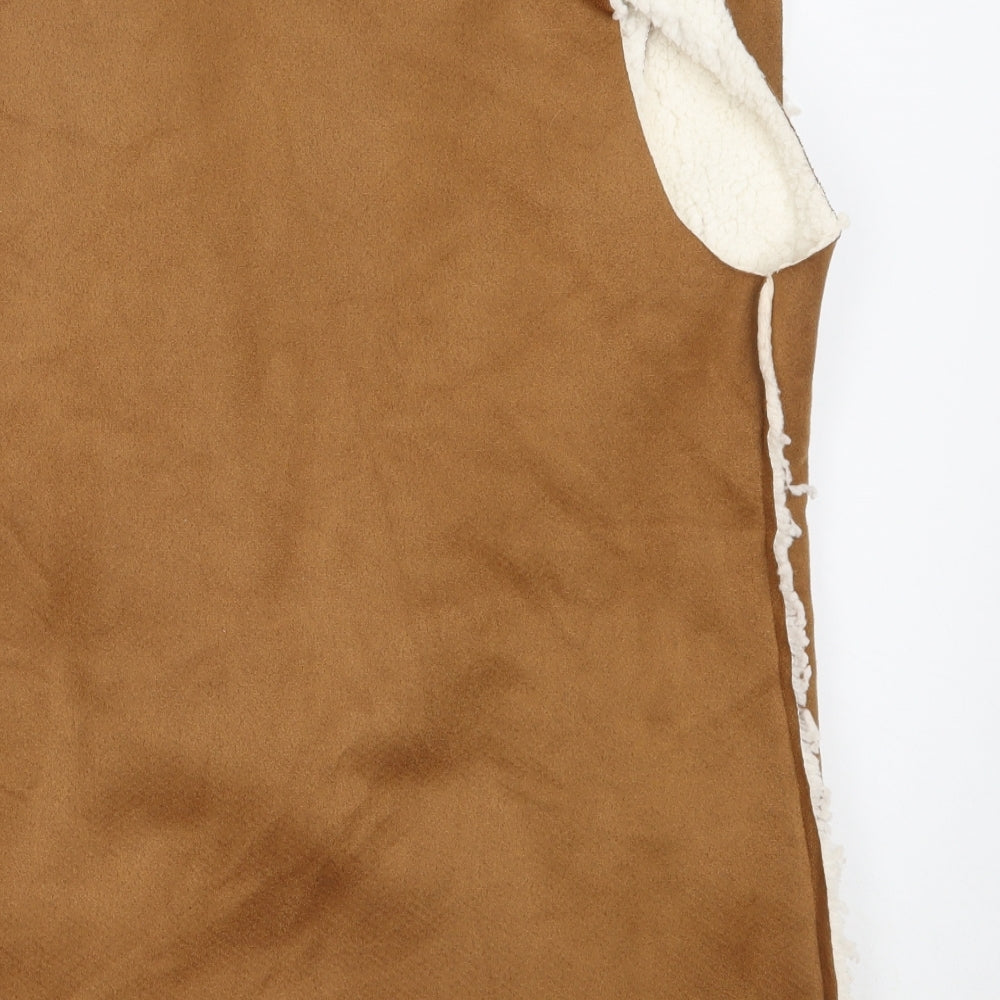 Brand and care label for SHEIN women’s brown jacket waistcoat, size M