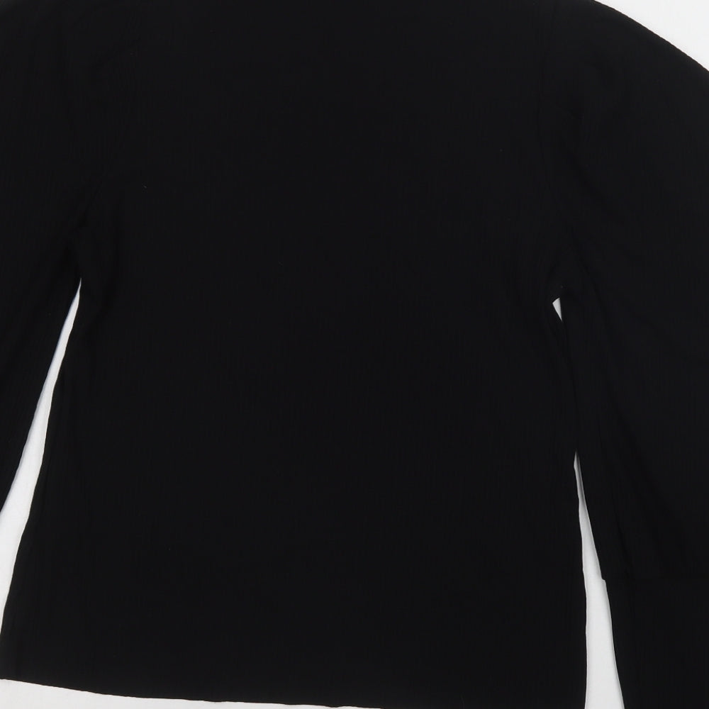 SheIn Womens Black Polyester Basic Blouse Size S Mock Neck