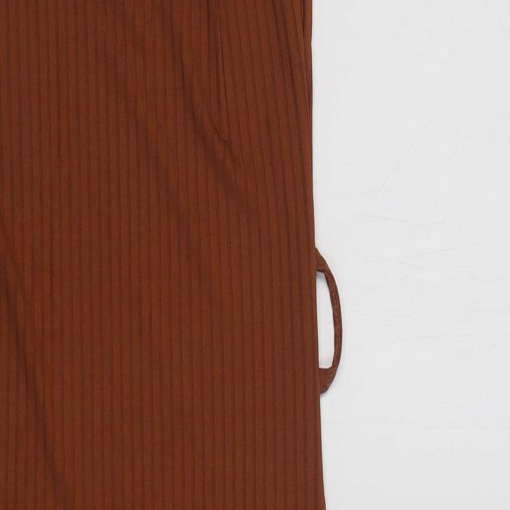 Select Womens Brown Polyester Bodycon Size 6 High Neck