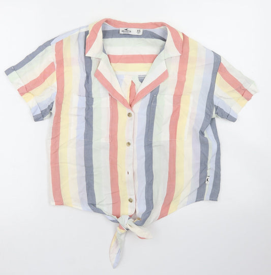 Womens UK Size XS Hollister Multicoloured Cropped Button-Up
