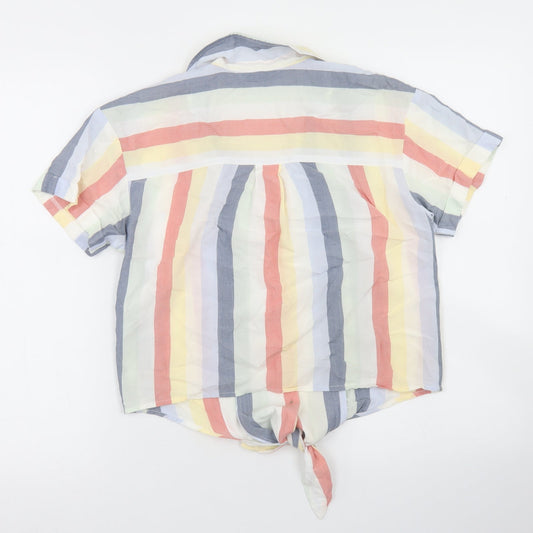 Womens UK Size XS Hollister Multicoloured Cropped Button-Up