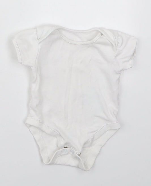 George Baby White Cotton Babygrow One-Piece Size 3-6 Months Button
