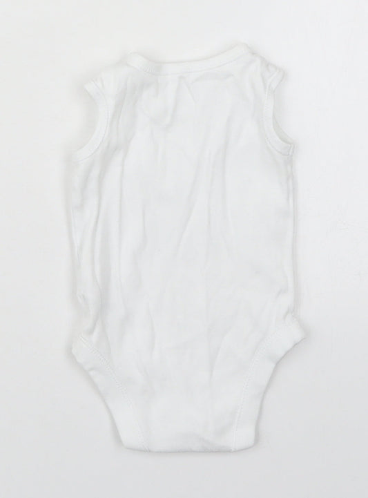 F&F Baby White Cotton Babygrow One-Piece Size 3-6 Months Button