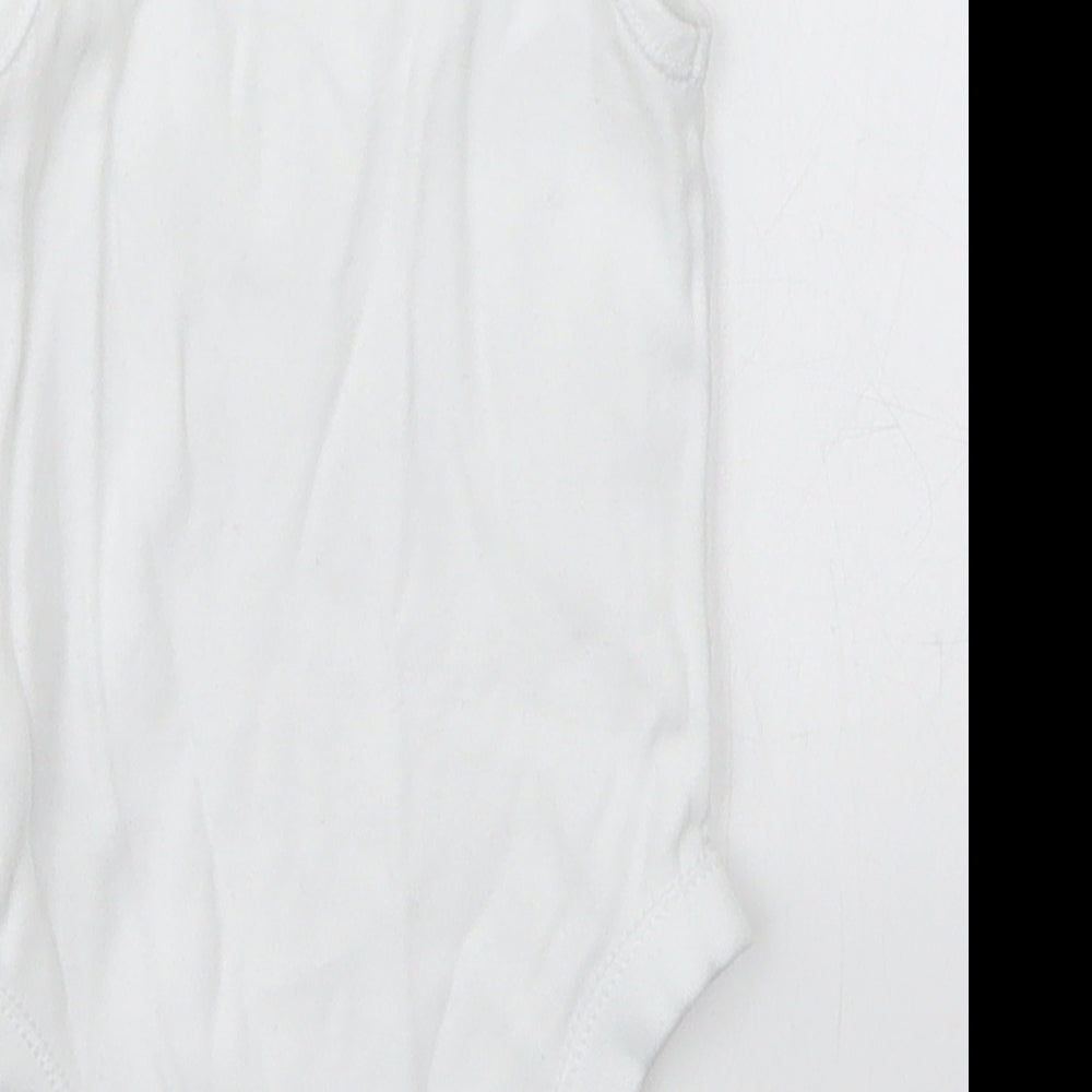F&F Baby White Cotton Babygrow One-Piece Size 3-6 Months Button