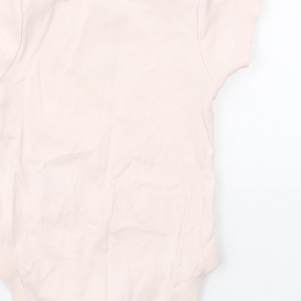 NEXT Girls Pink Cotton Babygrow One-Piece Size 3-6 Months Button - Rabbit