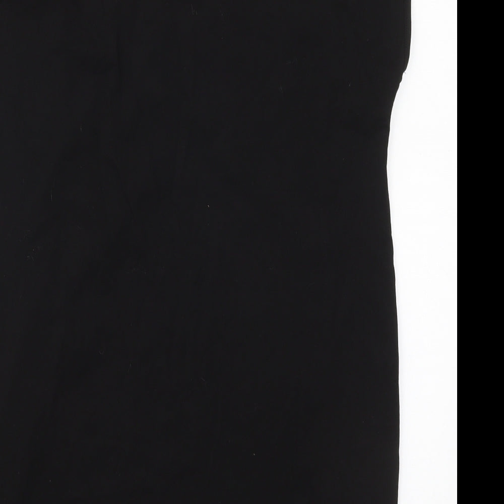Brand and care label for SHEIN women’s black cotton t-shirt dress, size S, v-neck pullover