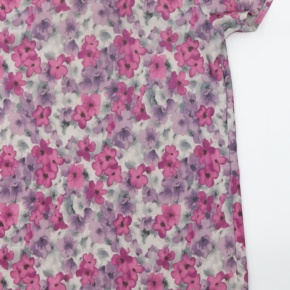 Sans Souci Womens Multicoloured Floral Polyester Tunic Blouse Size S V-Neck - Flowers
