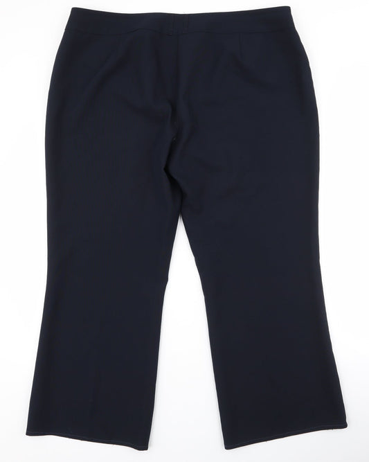 F&F Womens Blue Polyester Dress Pants Trousers Size 18 L26.5 in Regular Tie