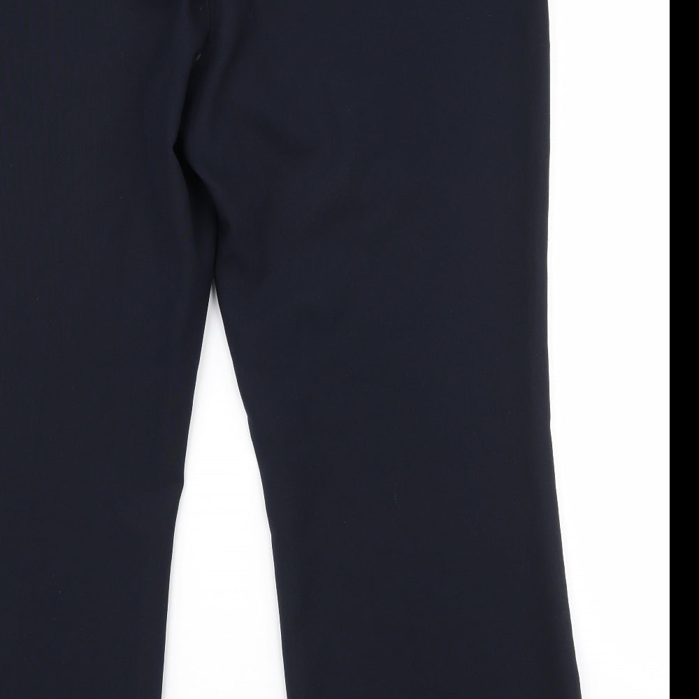 Brand and care label for F&F women’s blue polyester dress pants trousers, size UK 18, 26.5-inch leg regular tie