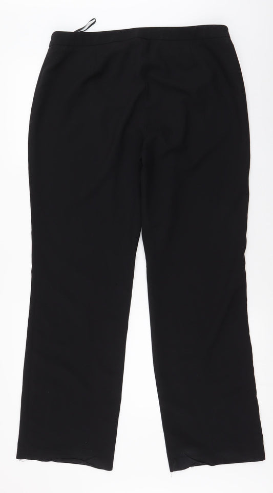 F&F Womens Black Polyester Dress Pants Trousers Size 14 L30.5 in Regular Zip