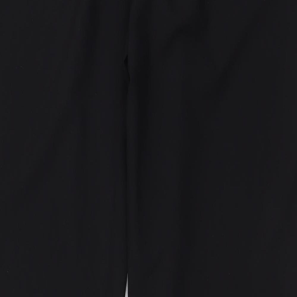 Brand and care label for F&F women’s black polyester dress pants trousers, size UK 14, 30.5-inch leg regular zip
