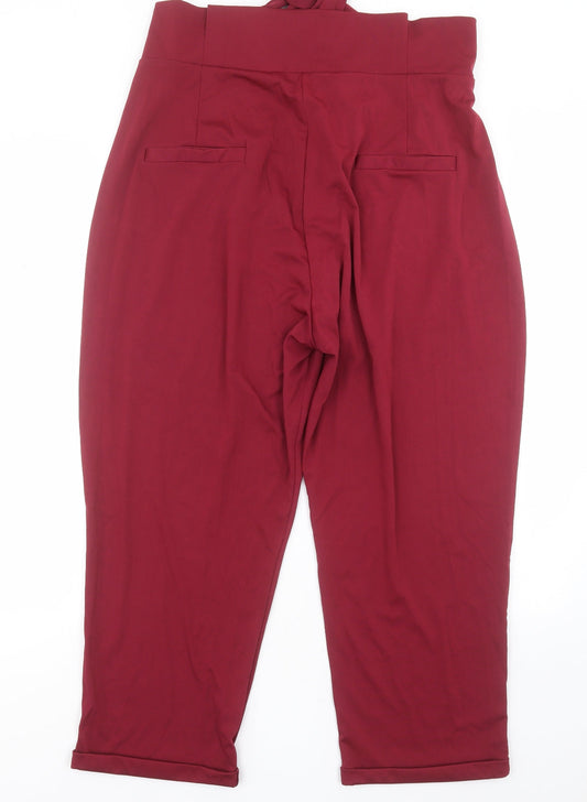 Womens UK Size XL Preworn Regular Fit Red Trousers