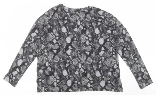 Primark Womens Grey Crew Neck Animal Print Polyester Pullover Jumper Size M