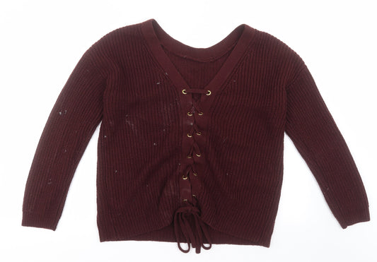 Primark Womens Purple Crew Neck Acrylic Pullover Jumper Size M