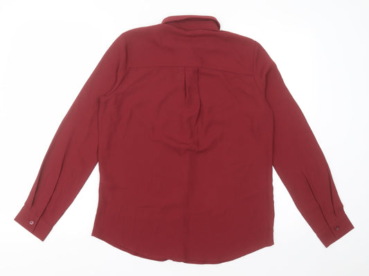Womens UK Size 8 New Look Red Basic Button-Up