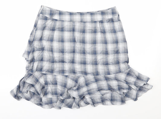 Oasis Womens Blue Geometric Viscose A-Line Skirt Size 10   Zip