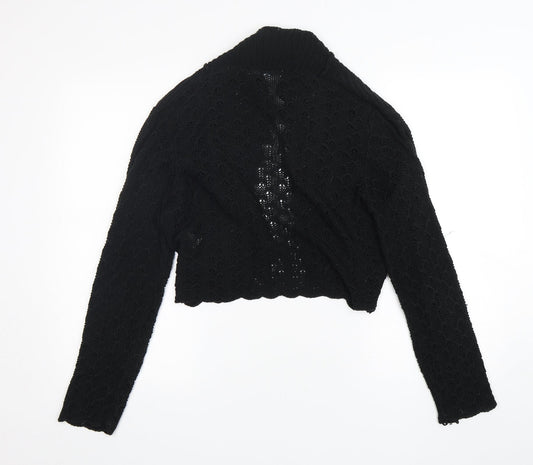 AMARANTO Womens Black V-Neck Acrylic Cardigan Jumper Size 16