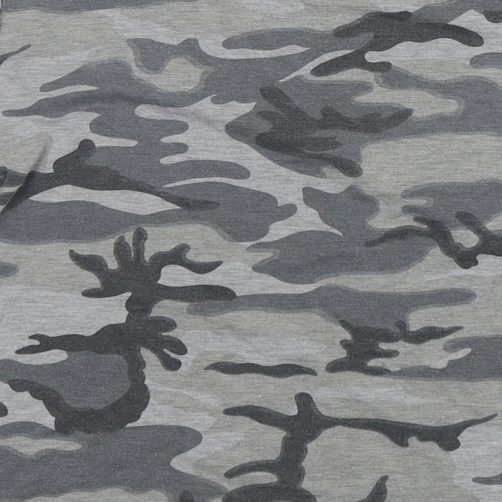 Ayanapa Womens Grey Camouflage Viscose Basic T-Shirt Size 10 Round Neck
