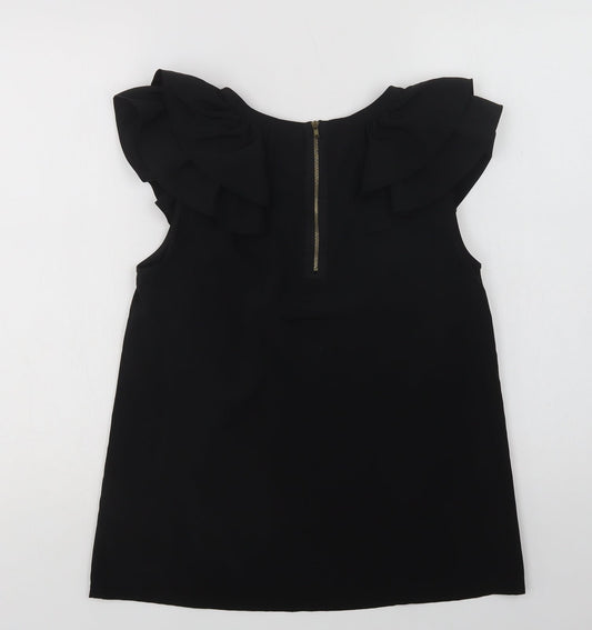 F&F Womens Black Polyester Basic Blouse Size 10 Round Neck