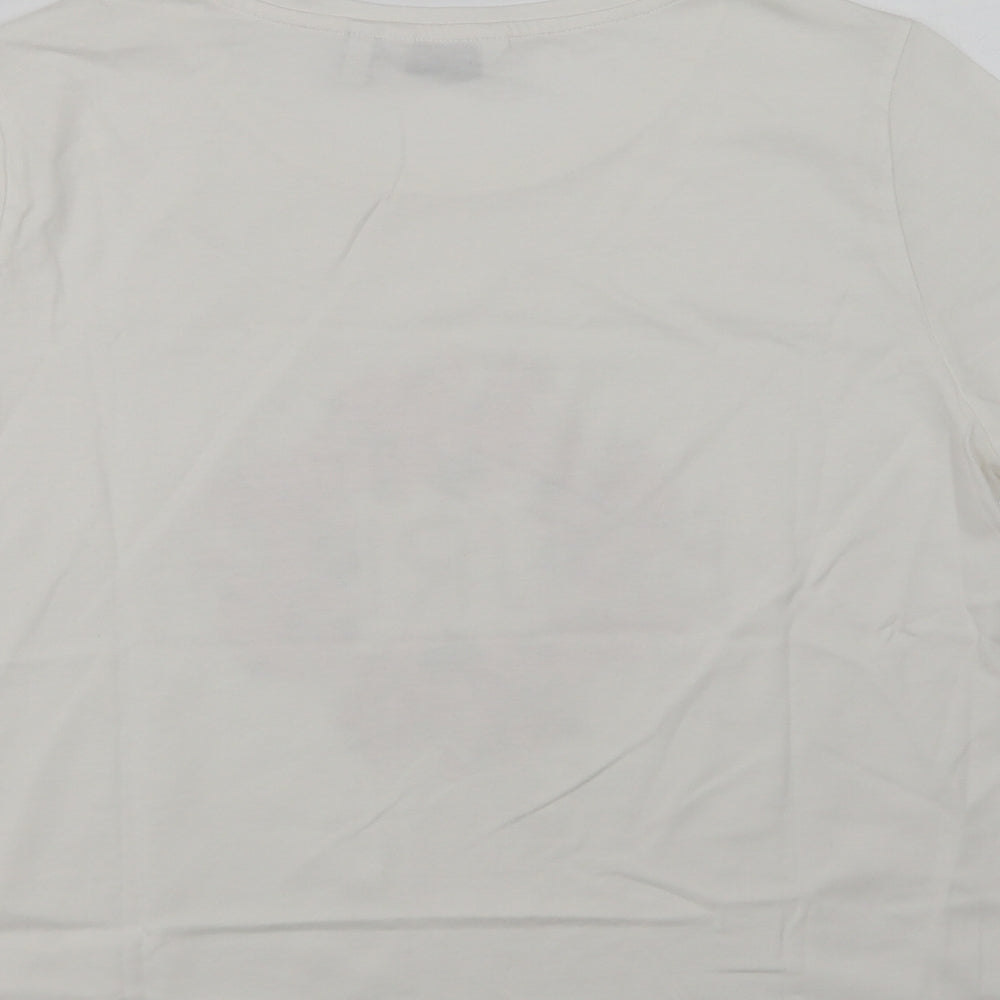 B. Young Womens White Cotton Basic T-Shirt Size L Crew Neck - Blurish