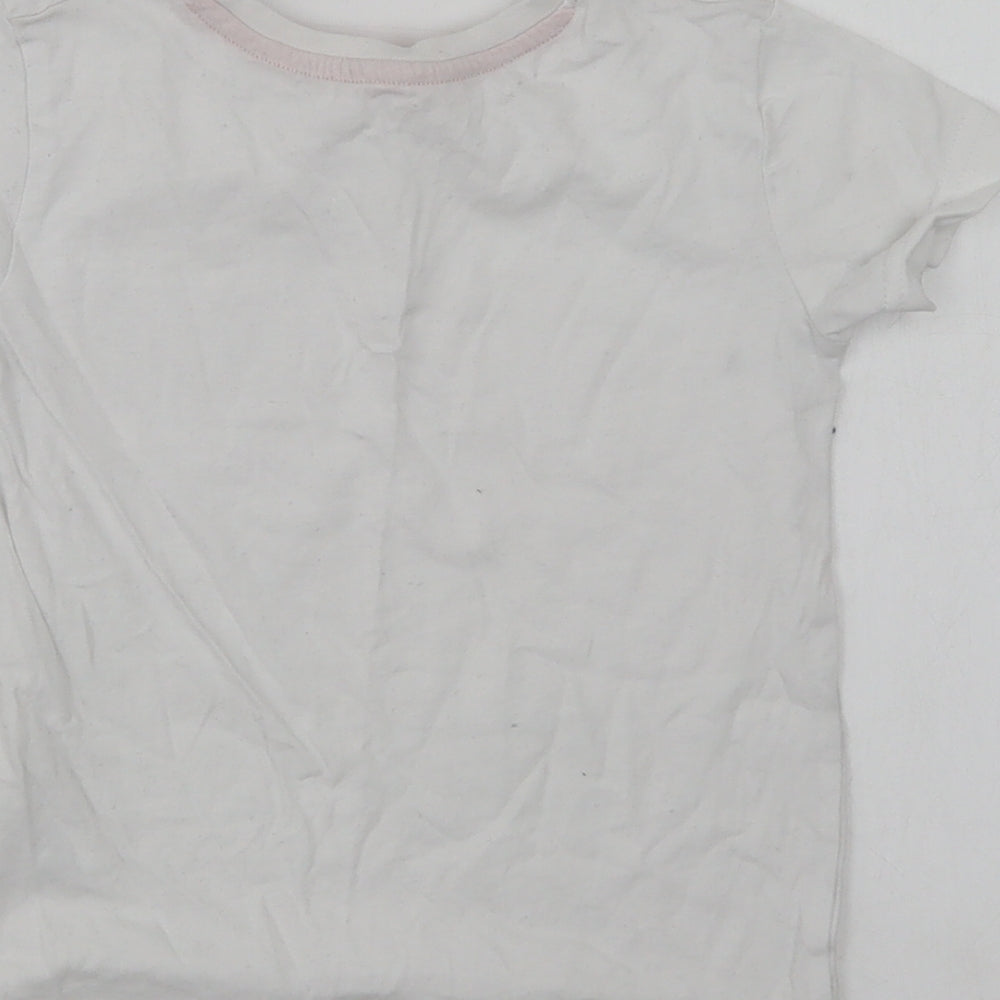 Dunnes Stores Girls White Cotton Basic T-Shirt Size 3 Years Crew Neck