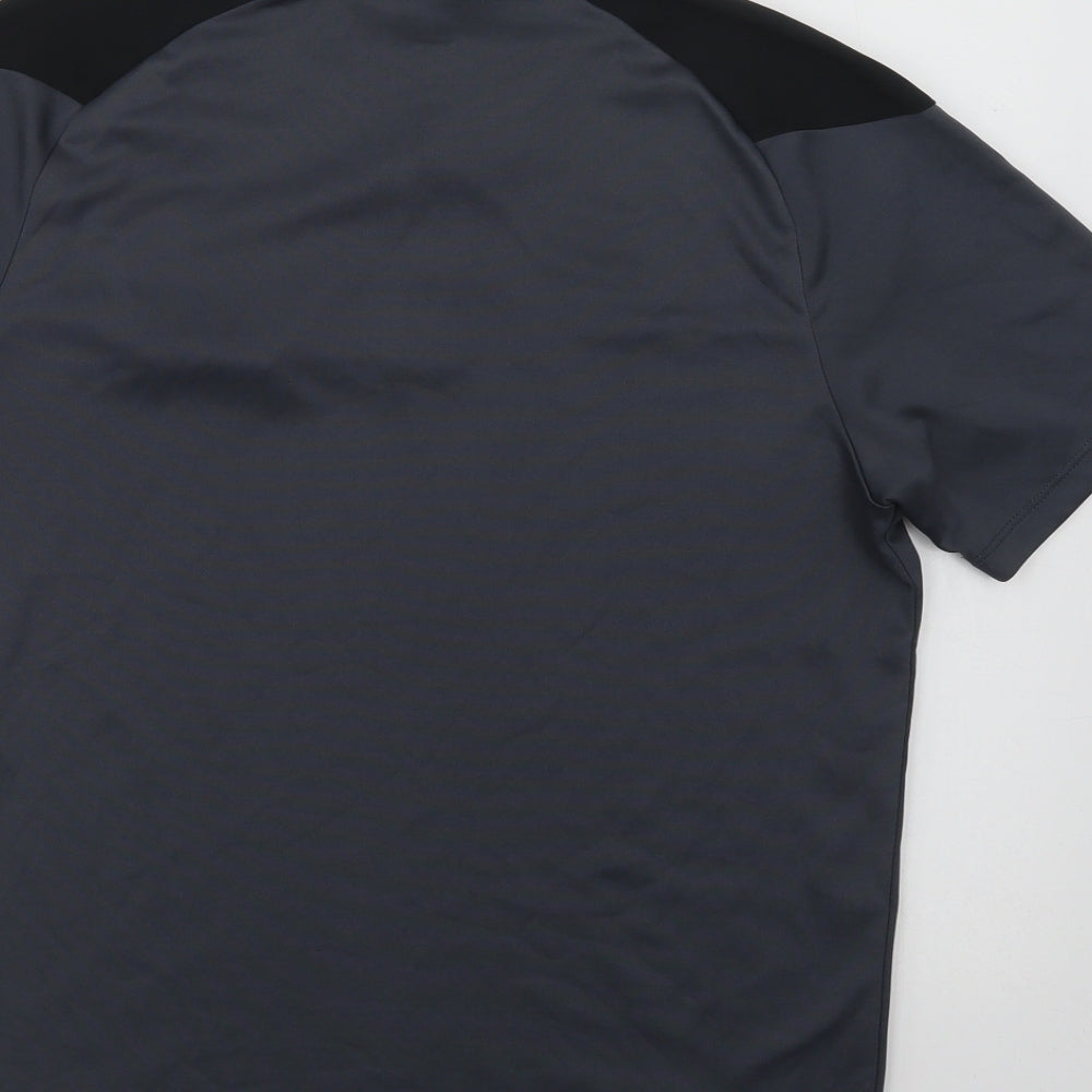 Umbro Mens Grey Polyester Polo Size M Collared Button - Knockbread A.F.C