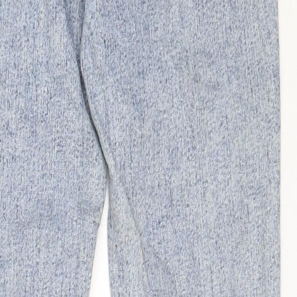 Brand and care label for ASOS women’s blue cotton skinny jeans, size UK 10, 30.5-inch leg regular