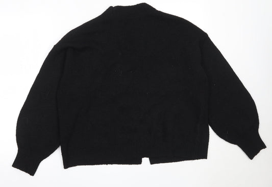 George Womens Black Round Neck Polyester Cardigan Jumper Size L