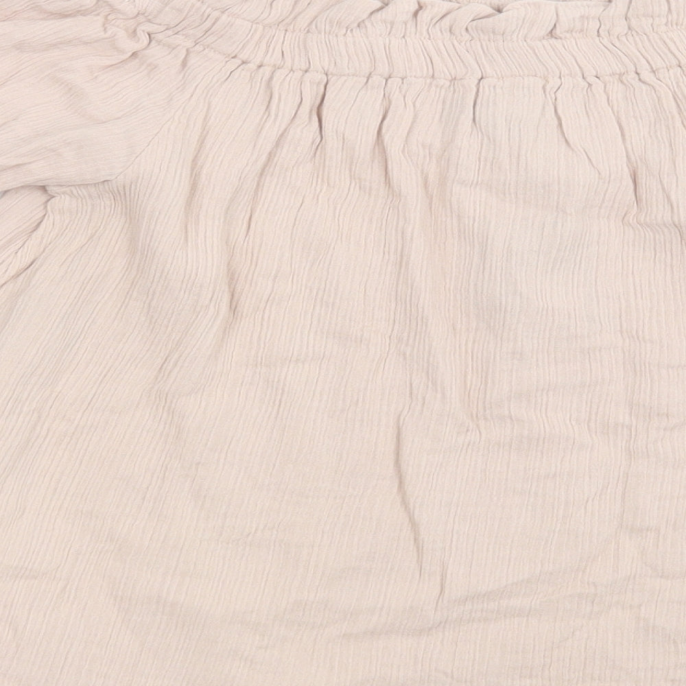 Primark Womens Pink Cotton Basic Blouse Size 12 Off the Shoulder