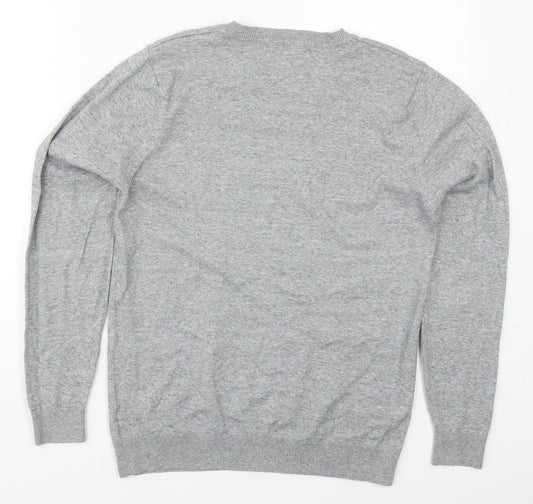 NEXT Mens Grey V-Neck Cotton Pullover Jumper Size S