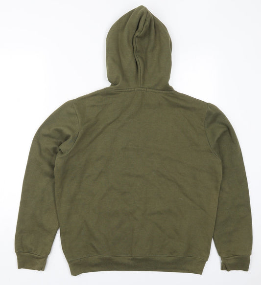 Boohoo Womens Green Cotton Pullover Hoodie Size 6 Pullover