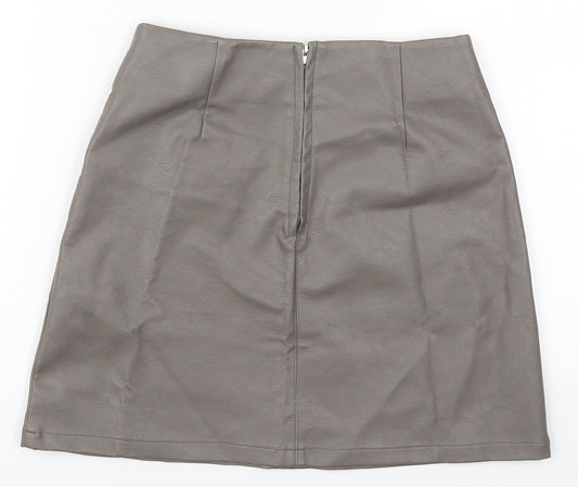 Atmosphere Womens Grey  Polyurethane A-Line Skirt Size 8   Zip