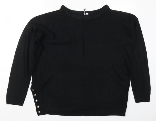 Additional front view of Capsule women’s black round neck acrylic jumper, size UK 12