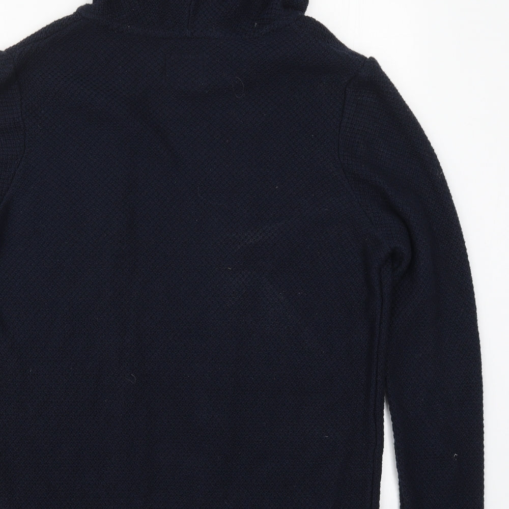 Topman Mens Blue High Neck Cotton Cardigan Jumper Size XS