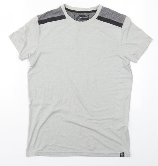 Reign Supreme Mens Grey Polyester Basic T-Shirt Size S Crew Neck Pullover