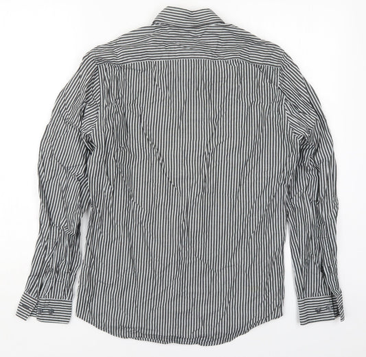 Mens UK Size S H&M Grey Button-Up Long Sleeve Casual Shirt