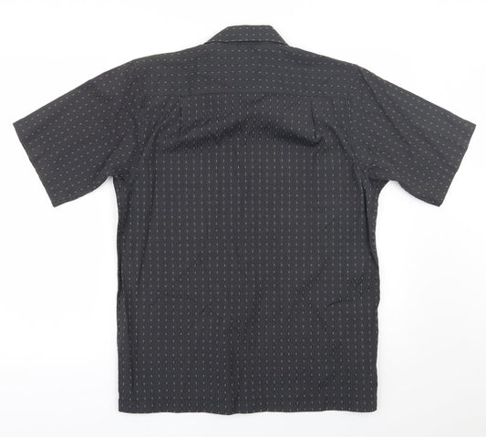 UrbanSpirit Mens Grey Geometric Polyester Button-Up Size M Collared Button
