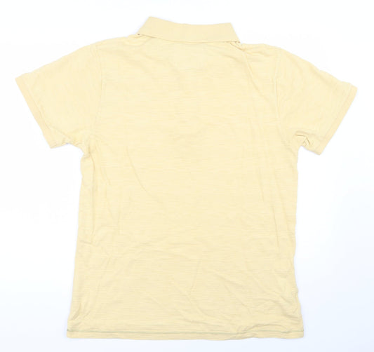 Matalan Mens Yellow 100% Cotton Polo Size M Collared Button