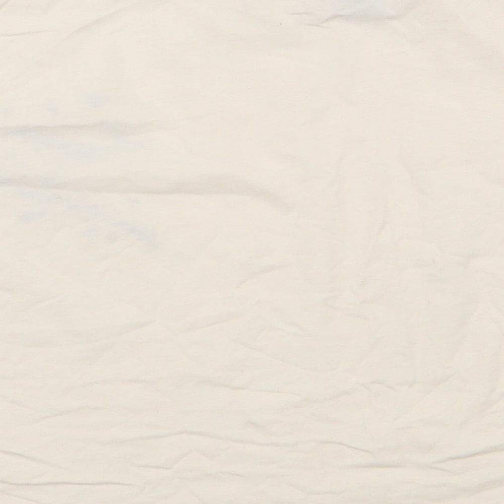 Primark Womens Beige 100% Cotton Cropped T-Shirt Size 12 Round Neck