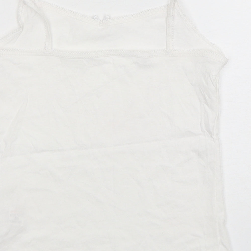 George Girls White Cotton Camisole Tank Size 7-8 Years Round Neck Pullover