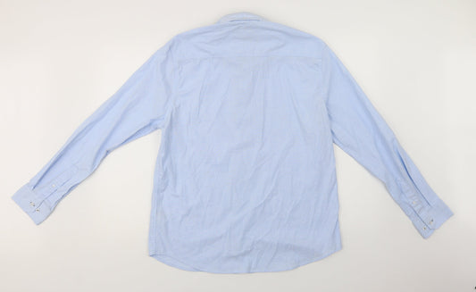 Steel & Jelly Mens Blue Cotton Button-Up Size M Collared Button